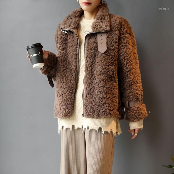 

ladies winter faux fur coat female 2020 winter korean style short coat1, Black