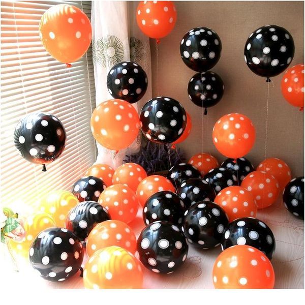 

12pcs halloween black orange latex balloon pumpkin skeleton halloween party decoration helium balloons kids toys bar par jlldoh