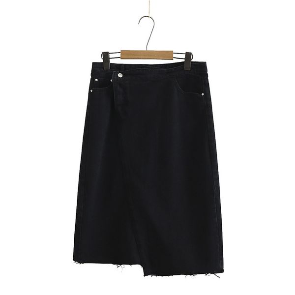 

midi-ganged female big casual solid black long skirts gygr