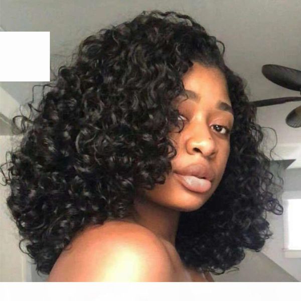 

natural kinky curly human hair body wave 100% real hair brazilian hair glueless 360 lace frontal wigs 180 density natural color for women, Black;brown