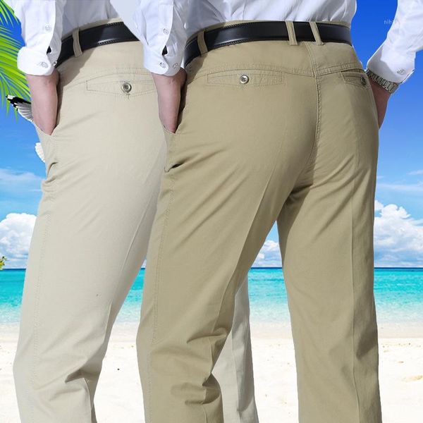 

men's pants 2021 casual men suit cotton loose office high waist straight trousers fashion business classic plus size 401, Black