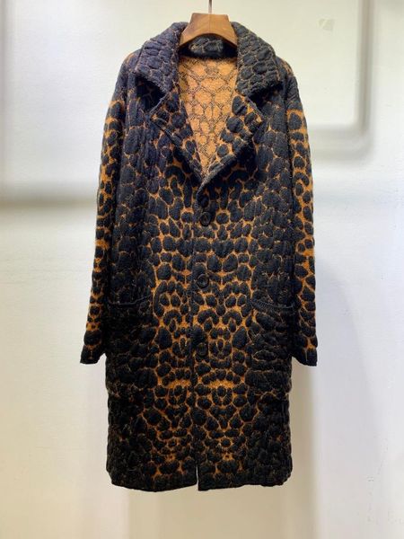 

winner luxury women leopard wool knitted coat outerwear ladies jacket rmsx 9.15, Black