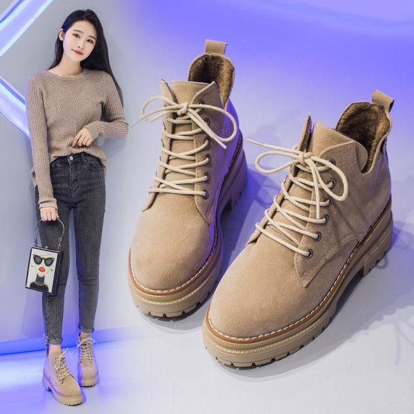 

winter boots lady women shoes autumn boots-women round toe luxury designer 2020 lolita mid calf low rubber fashion rock, Black