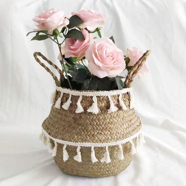 

белая кисточка для хранения корзины для хранения домохозяйства складные складные складные стекирующие стека в саду ваза виситель васил sqcif