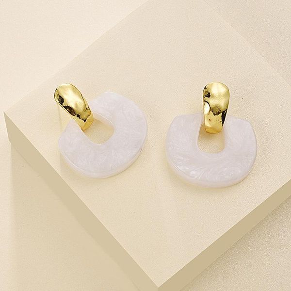 

2020 vintage large resin earrings for women statement earrings geometric hollow gold metal arcylic pendant jewelry gift, Silver