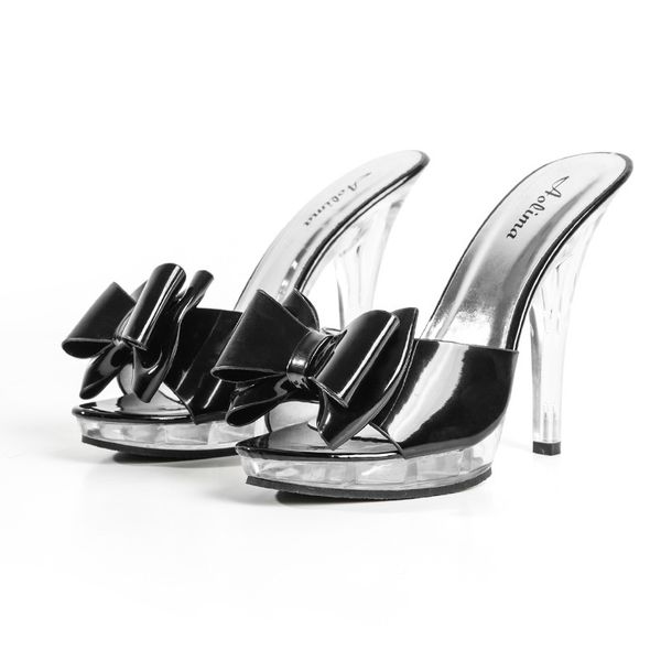 

women's 2020 high heels 13cm sandals woman crystal transparent toe-open slippers leisure shoes bombs nrn9, Black