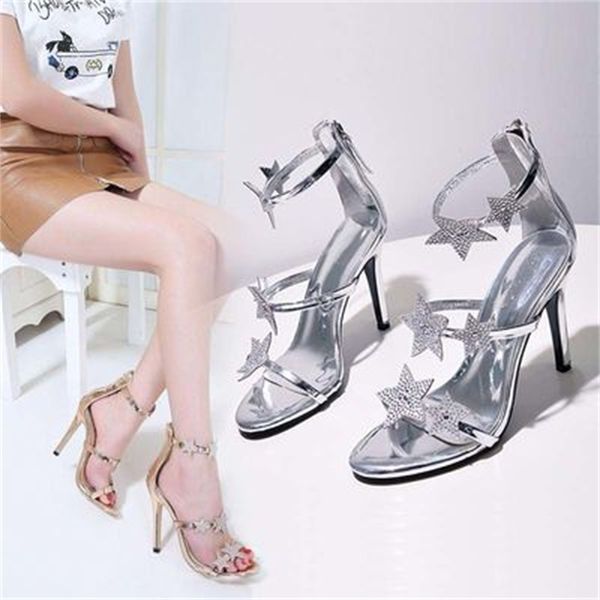 

2020 woman gladiator stilettos high heels eight in crystal banquet peep-toe sandals wedding shoes, Black