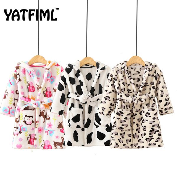 

yatfiml new soft children's robes for 2-6yrs baby kids pajamas boys girls cartoon sleepwear bathrobes kids hooded baby robes y200704, Blue;red