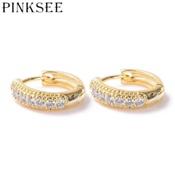 

pinksee new elegant crystal hoop earrings women charm fashion rhinestone geometric circle earrings bijoux wedding party jewelry, Golden;silver
