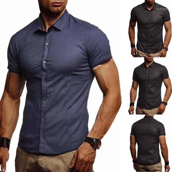 

men's casual shirts fashion brand designer shirt mens summer solid color short sleeve slim fit streetwear clothing 1, White;black