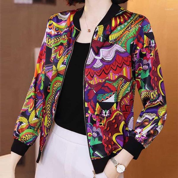 

2020 new fashion flower jacket women summer coats long sleeve basic jackets bomber thin office red female jacket outwear1, Black;brown