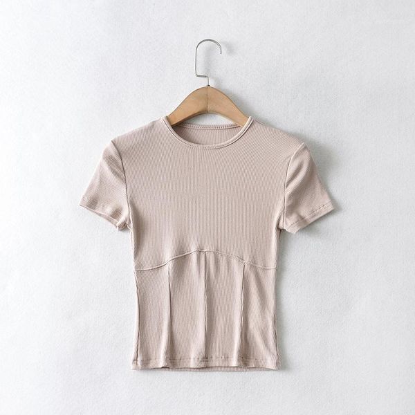 

crop for women casual knitted bodycon basic short-sleeves o-neck 2021 spring t shirt1, White