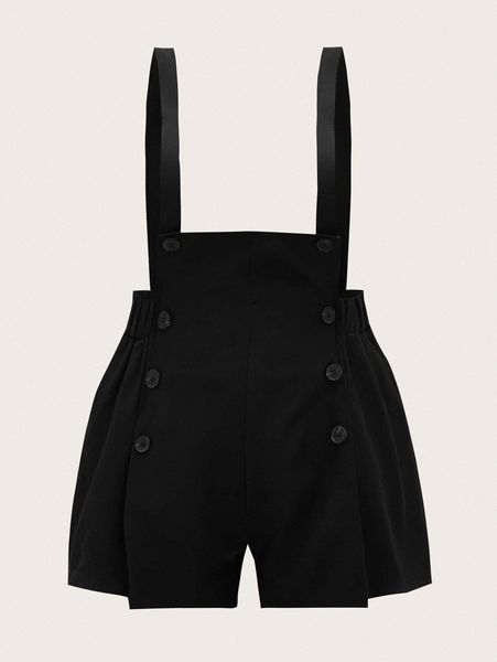 

plus double button suspender romper j4kz#, Black