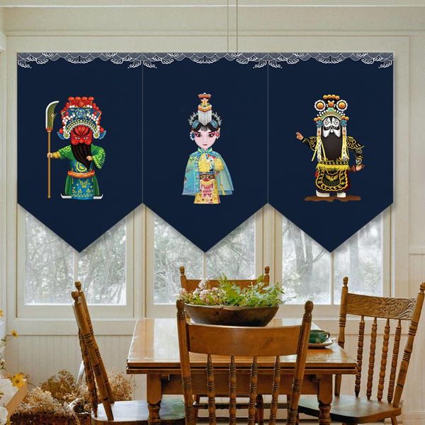 

curtain & drapes chinese opera figures triangular shop decorative short personality kitchen small curtains