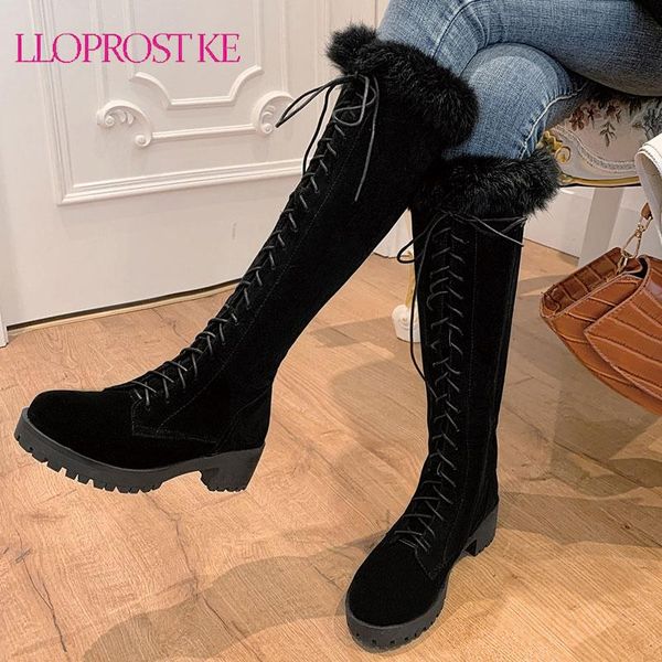 

boots lloprost ke winter 2021 warm plush platform women wedges shoes cross strap design yellow black ankle snow for