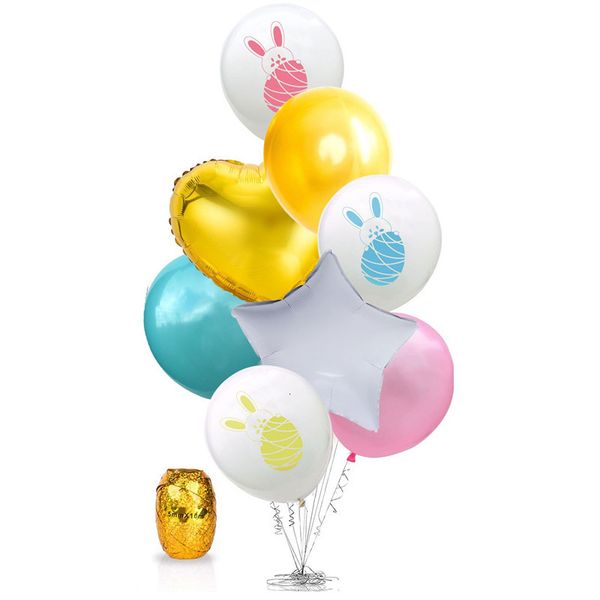

bunny latex heart balloon printed theme rabbit star foil balloons easter festival party decoration