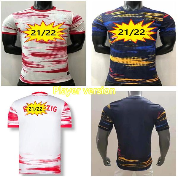 

21/22 player version leipziges soccer jerseys home away poulsen forsberg 2021 2022hghgdmnc, Black;yellow