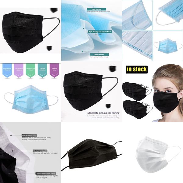 

face disposable factory 50 masks 3-layer with thick earloops for salon home use comfortable in stock 5433