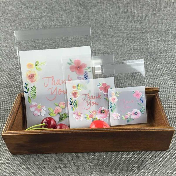 

100pcs plastic bags thank you cookie candy bag self-adhesive for biscuit baking packaging bag wedding birthday party gift1