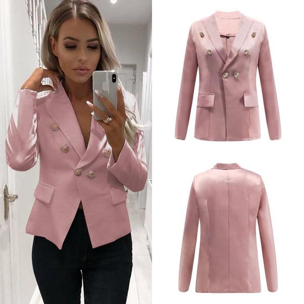 

2020 women's long sleeved cardigan shirt fashion small suit women's jacket solid jacket woman spring 2020, Black;brown
