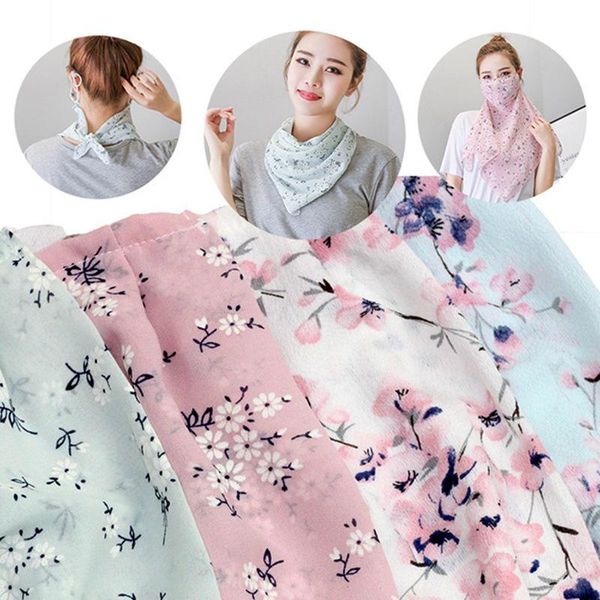 

cycling caps & masks spring summer ladies women elegant small floral printed sunscreen scarf anti-uv sport bandanas for hiking, Black
