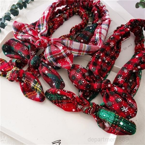 

5styles women girls headband plaid snowflower elastic bow hairband ears heaband christmas hair party decoration gift dhl owa2042