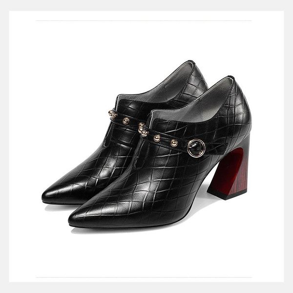 

dress shoes 2021 factory direct sales inside and outside full leather deep mouth women's single fashion hollow high heels women, Black