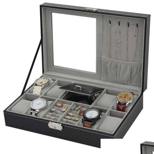 

pu leather watch jewelry box high-end organizer storage box case for watch jewery ornament casket contain qylycp five2010
