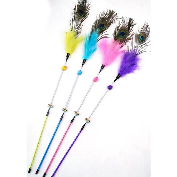 

cat toys 1pc teaser feather kitten funny rod wand pet interactive stick supplies