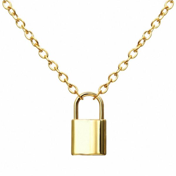 

chains korean fashion retro metal lock necklace cool wind stainless steel female clavicle chain christmas presents for girls, Silver