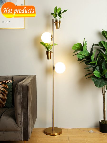 

nordic creative floor plants decor living room standing bedroom bedside table lights electroplated metal desk lamp ktvt
