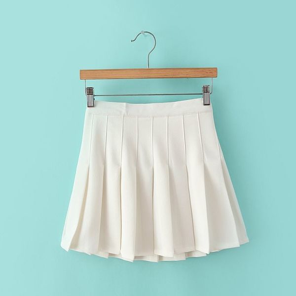 

fashion women pleated mini skirt school girl skater tennis skirt high waist flared white red female short summer skirt y1214, Black