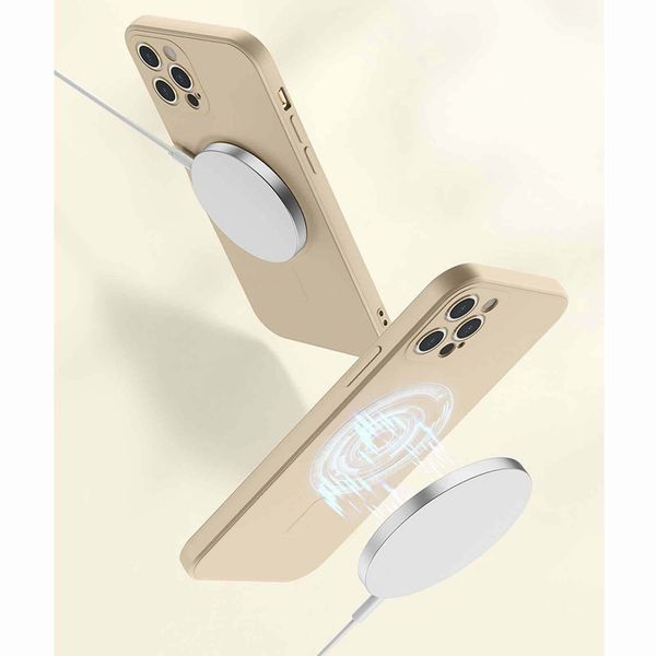 

2021 new anti-drop mobile phone case magnetic liquid silicone luxury case with magsafe for iphone 12 pro max 12 mini silicone magnetic shell