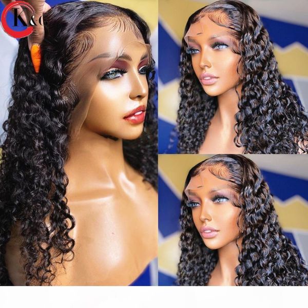 

kungang natural t-part lace front human hair wigs curly 150% density lace wigs with baby hair brazilian middle ratio non-remy, Black;brown