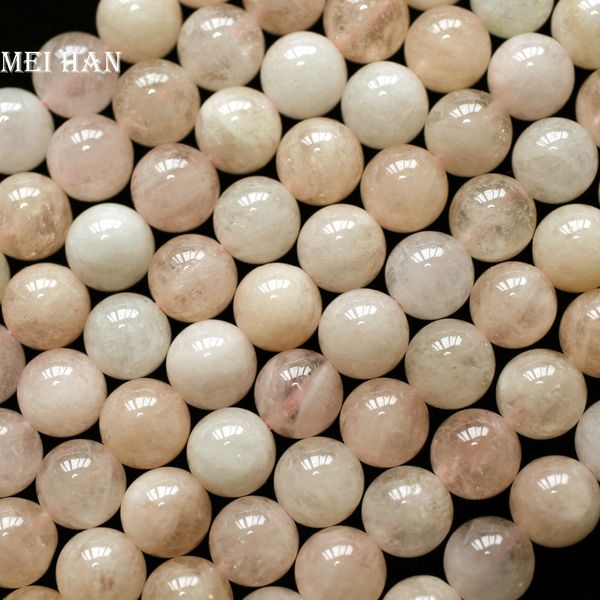 

meihan wholesale natural 8mm 10mm madagascar pink morganite smooth round gem stone beads for jewelry diy making design 200930, Black