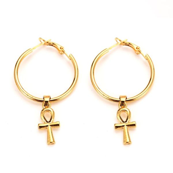 

classic ankh earrings gold color egyptian cross jewelry women egypt hieroglyphs crux ansata wedding bridal party earrings gifts, Silver