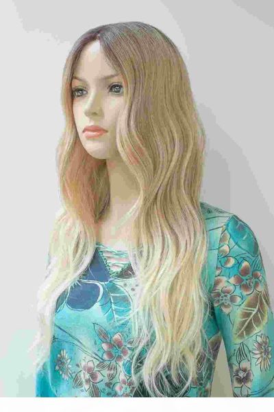 

fashion most real beautiful black root to blonde color ombre hair synthetic wig