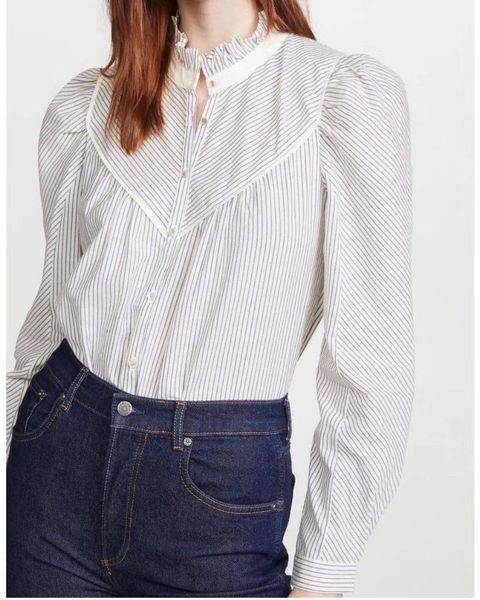 

women's blouses & shirts 2021 comfortable long-sleeved striped shirt, White
