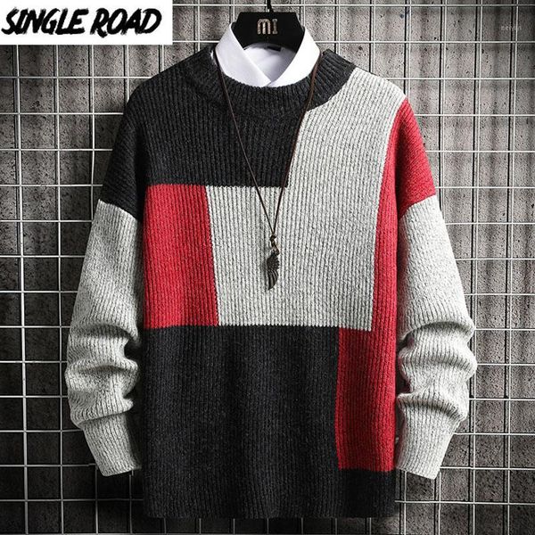 

men's sweaters singleroad mens sweater men 2021 winter vintage patchwork oversized harajuku jumper japanese korean pullover black men1, White;black
