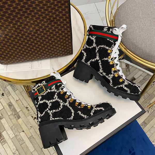 

fashion luxury women lace-up ankle boots with leather and heavy-duty soles leisure lady martin boots big size 35-42, Black