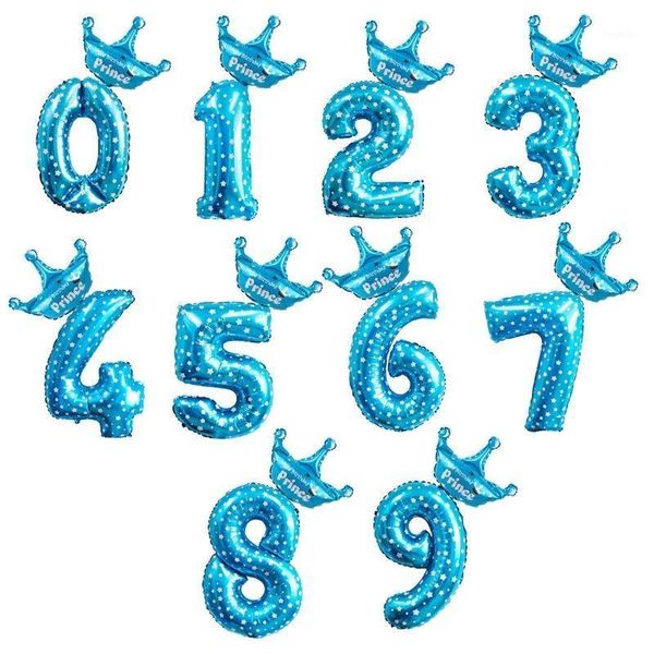 

32inch pink number crown foil balloons set 1 2 3 4 5 6 7 8 9 years old baby boys girls birthday party foil balloon decoration1