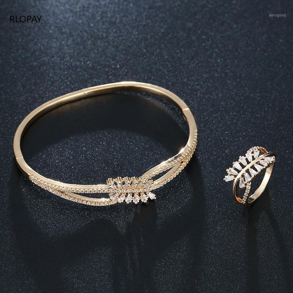 

bangle plant pattern gold with ring tension mount cubic zircon sets for women dubai leaves bangles1, Black