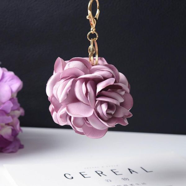 

new leather strap rose flowers keychain bag pendant car accessory charm for women key chain buckle key ring porte clef eh591 h bbypyz