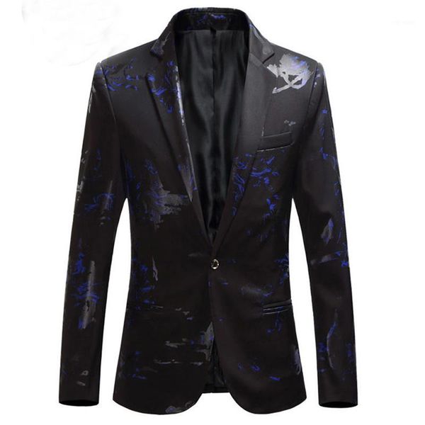 

2020 fashion floral blazers for prom men notched lapel one piece suit jacket new costume big size m-6xl1, White;black