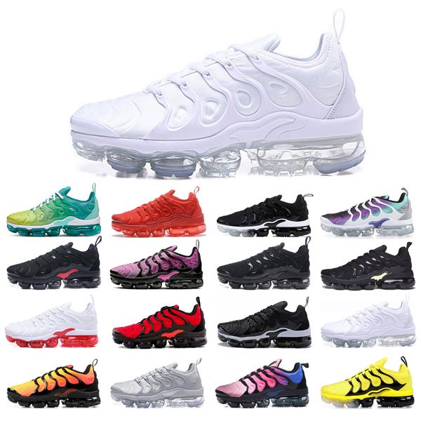 

plus running shoes for men women sport white black sunset lemon lime red shark tooth aurora green blue fury grey hyper violet bumblebee bred