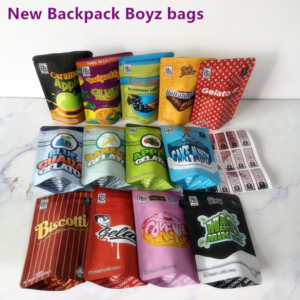 

new arrival 3.5g backpack boyz bags guava nectar cake mintz apple banana gelato bags backpack boyz with hologram stickers childproof bb bags