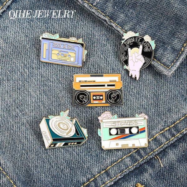 

pins, brooches record age radio enamel lapel pins rock music tape badges fashion cute gifts for friends jewelry wholesale, Gray
