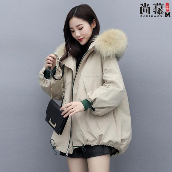 

women's short style winter 2021 new women's clothing korean version loose medium length cotton padded jacket fashion1, Black
