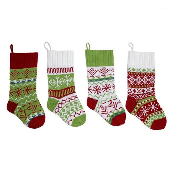 

christmas decorations knitted stocking decoration gift bag ornament candy socks, 4pcs1