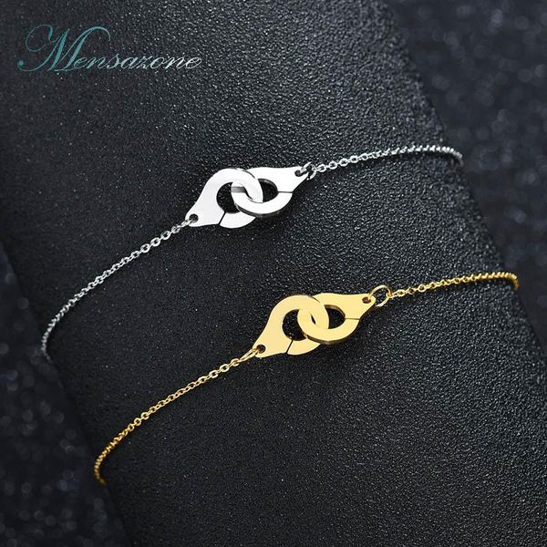 

link, chain mensazone trendy handcuffs lovers bracelet stainless steel simple friendship for friend drop, Black